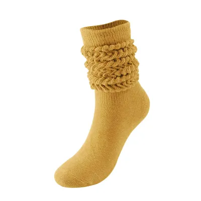 Women Fashion Simple Solid Color Knitted Thickening Long Tube Stockings
