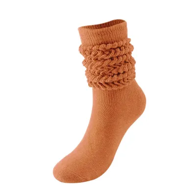 Women Fashion Simple Solid Color Knitted Thickening Long Tube Stockings