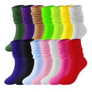 Women Fashion Simple Solid Color Knitted Thickening Long Tube Stockings