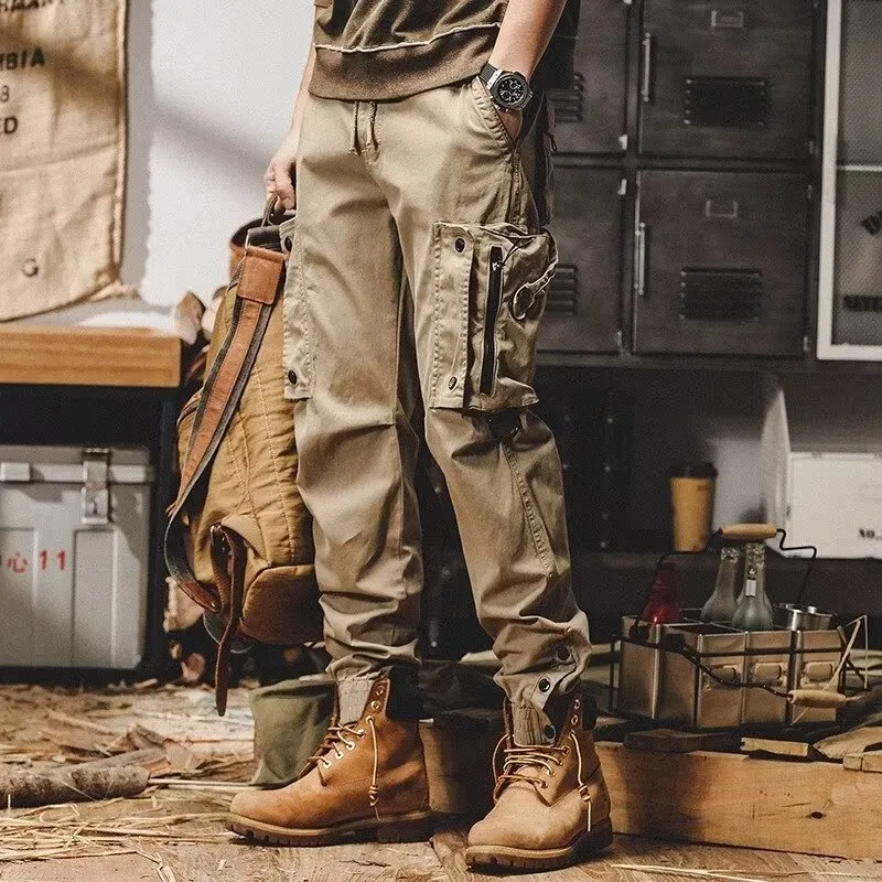 Men Spring Autumn Fashion Casual Solid Color Plus Size Cargo Pants