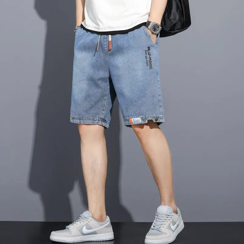 Men Summer Fashion Casual Alphabet Plus Size Denim Shorts