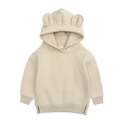 Kids Children Spring And Autumn Fleece-Lined Bear Ears Cute Hoodie Custom