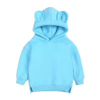 Kids Children Spring And Autumn Fleece-Lined Bear Ears Cute Hoodie Custom