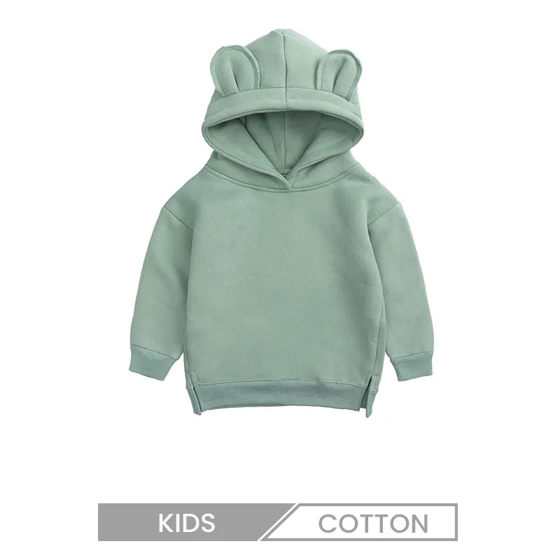 Kids Children Spring And Autumn Fleece-Lined Bear Ears Cute Hoodie Custom