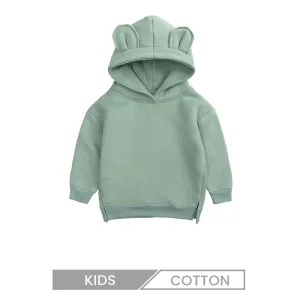 Kids Children Spring And Autumn Fleece-Lined Bear Ears Cute Hoodie Custom