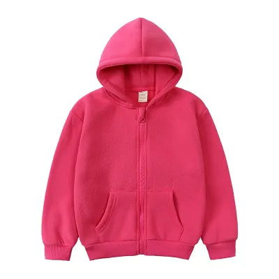 Kids Children Winter Thick Coat Cotton Solid Color Hoodie Custom