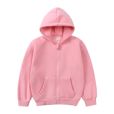 Kids Children Winter Thick Coat Cotton Solid Color Hoodie Custom