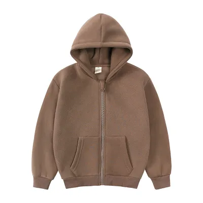 Kids Children Winter Thick Coat Cotton Solid Color Hoodie Custom