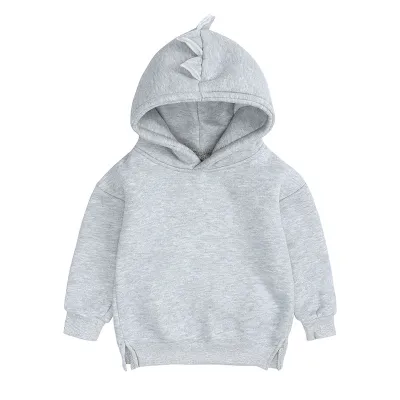 Children Kids Baby Cute Dinosaur Side-Slit Solid Color Hoodie Custom