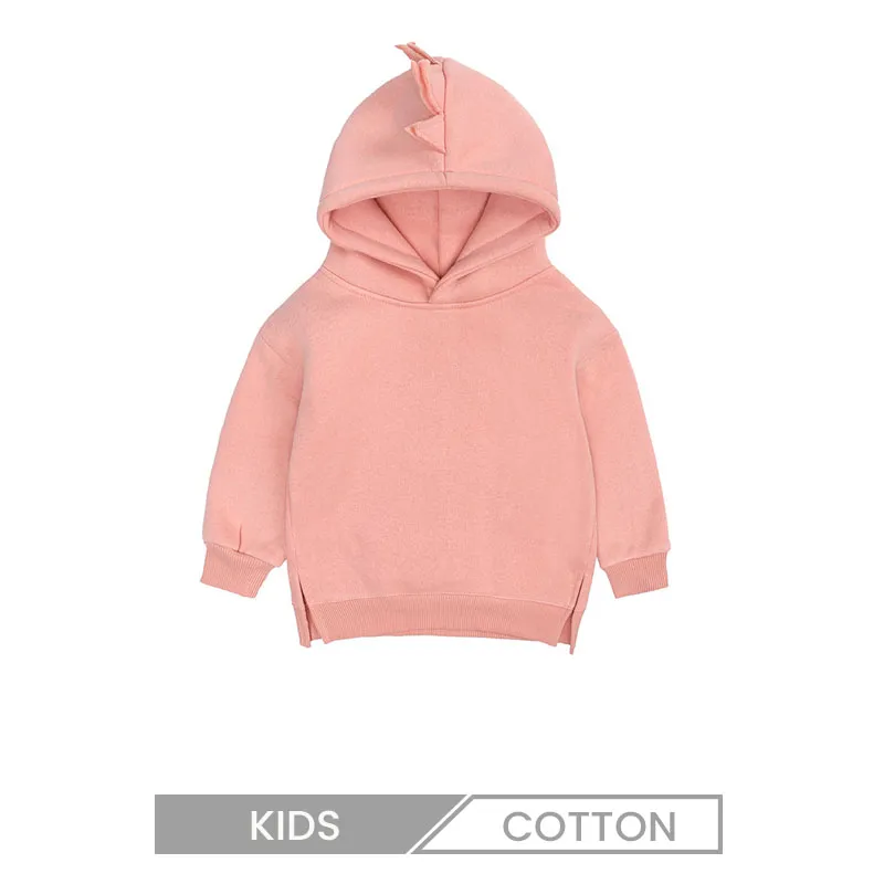Children Kids Baby Cute Dinosaur Side-Slit Solid Color Hoodie Custom