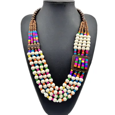 Women's Bohemian Wooden Beads Geometric Necklace