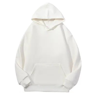420g Heavy Cotton Fleece-Lined Thickened Solid Color Men Women Casual Couple Loose Hoodie Pullover