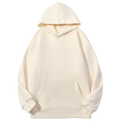 420g Heavy Cotton Fleece-Lined Thickened Solid Color Men Women Casual Couple Loose Hoodie Pullover