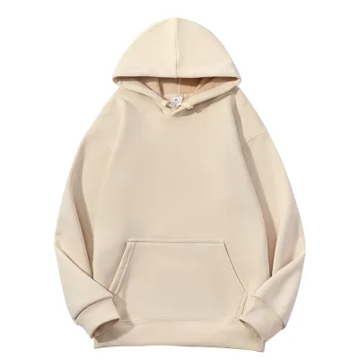 420g Heavy Cotton Fleece-Lined Thickened Solid Color Men Women Casual Couple Loose Hoodie Pullover