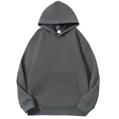420g Heavy Cotton Fleece-Lined Thickened Solid Color Men Women Casual Couple Loose Hoodie Pullover