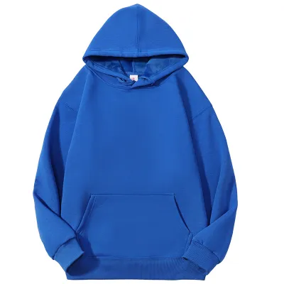 420g Heavy Cotton Fleece-Lined Thickened Solid Color Men Women Casual Couple Loose Hoodie Pullover
