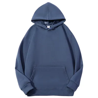 420g Heavy Cotton Fleece-Lined Thickened Solid Color Men Women Casual Couple Loose Hoodie Pullover
