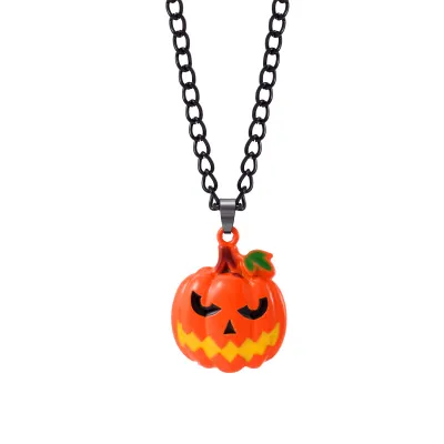 Women Fashion Punk Exaggerated Halloween Alloy Spider Bat Skull Pendant Necklace