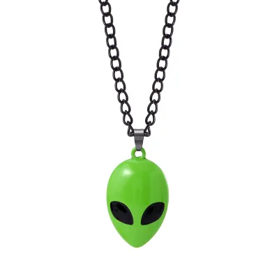 Women Fashion Punk Exaggerated Halloween Alloy Spider Bat Skull Pendant Necklace