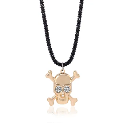 Women Fashion Punk Exaggerated Halloween Alloy Spider Bat Skull Pendant Necklace