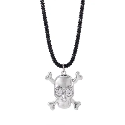 Women Fashion Punk Exaggerated Halloween Alloy Spider Bat Skull Pendant Necklace