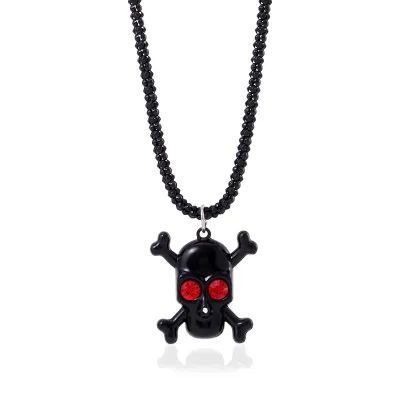 Women Fashion Punk Exaggerated Halloween Alloy Spider Bat Skull Pendant Necklace