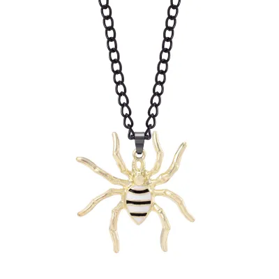 Women Fashion Punk Exaggerated Halloween Alloy Spider Bat Skull Pendant Necklace