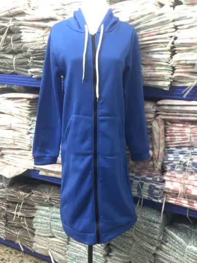 Autumn Winter Women Long-Sleeved Long Coat Hoodie with Pockets