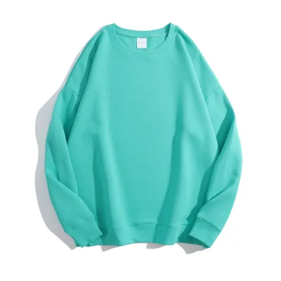 Autumn Winter Heavy Round Neck Macaron Color Loose Sweatshirt Pullover