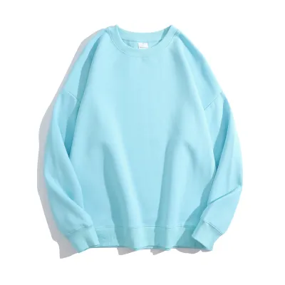 Autumn Winter Heavy Round Neck Macaron Color Loose Sweatshirt Pullover