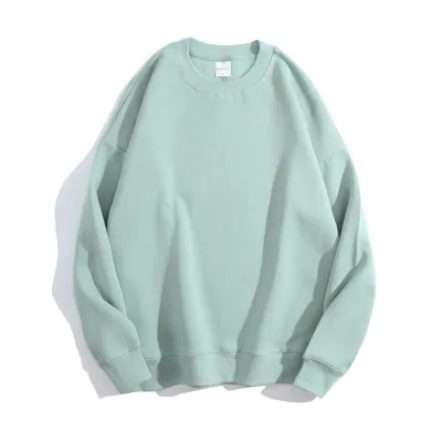 Autumn Winter Heavy Round Neck Macaron Color Loose Sweatshirt Pullover