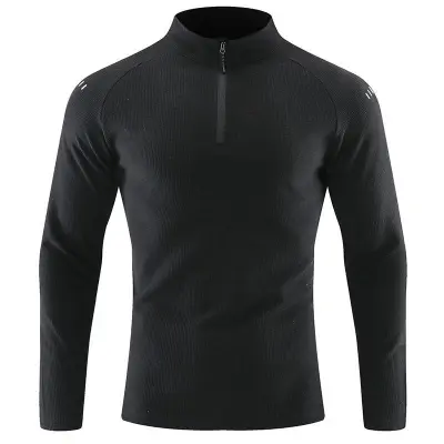 Spring And Autumn Half Zipper Men Long Sleeve Breathable Elastic Outdoor Sports Sweatshirt Custom
