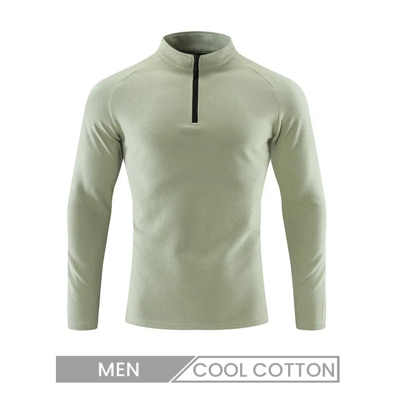 Spring And Autumn Half Zipper Men Long Sleeve Breathable Elastic Outdoor Sports Sweatshirt Custom