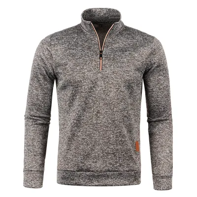 Autumn And Winter Men Half Zipper Stand Collar Long Sleeve Custom Sweatshirt