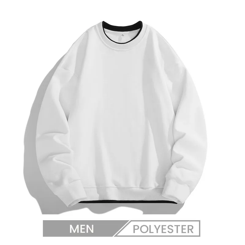 Heavy Spring Long Sleeve Men Loose Round Neck Solid Color Sweatshirt Custom