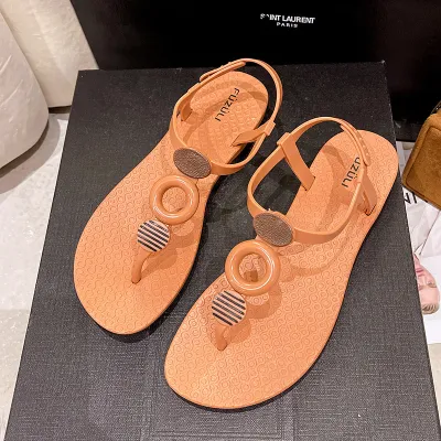 Women Casual Plus Size Round Hollow Flat Sandals For Summer