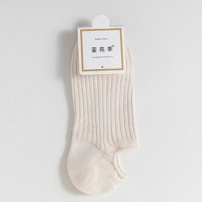 Women's Fashion Solid Color Combed Cotton Silicone Non-Slip Shallow Mouth Invisible Ankle Socks