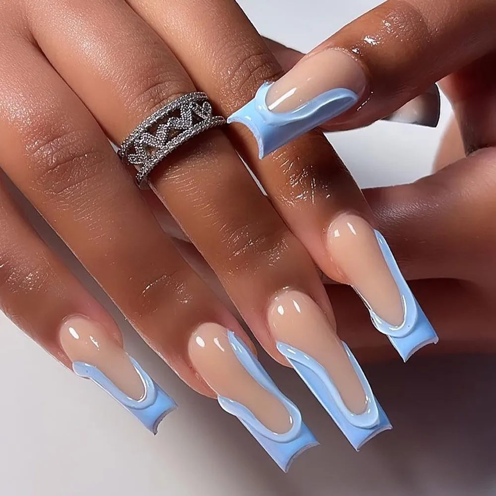 Stunning 3D Metallic Swirl Acrylic Nails