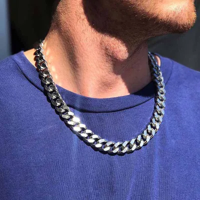 Men Fashion Casual Stainless Steel Rough Keel Necklace