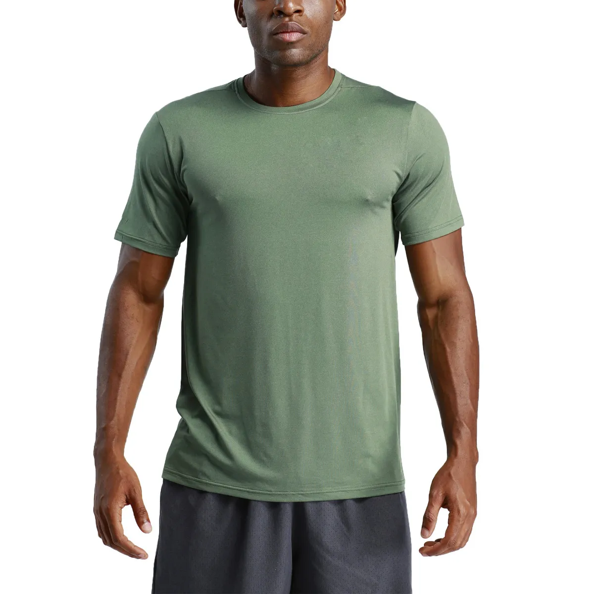 Men's Casual Basic Solid Quick Dry Athleisure Short Sleeve Crewneck T-Shirt