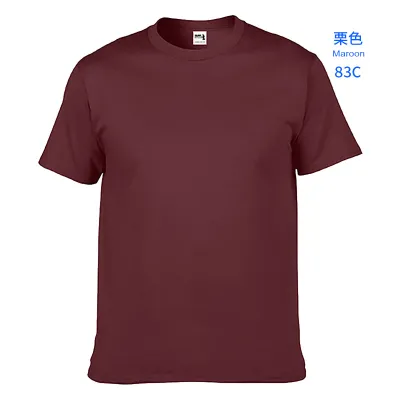 Men Casual Cotton Solid Color Short Sleeve Crewneck T-Shirt