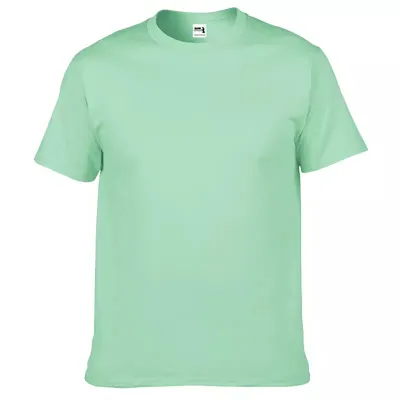 Men Casual Cotton Solid Color Short Sleeve Crewneck T-Shirt