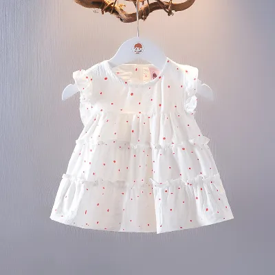 Kids Baby Girls Casual Cute Polka Dot Print Sleeveless A-Line Dress