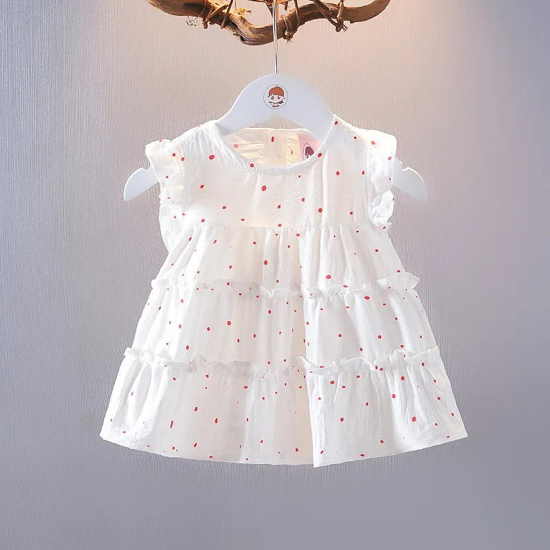 Kids Baby Girls Casual Cute Polka Dot Print Sleeveless A-Line Dress