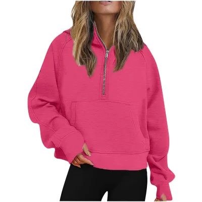 Autumn Winter Women Scuba Sports Half Zipper Yoga Hoodie