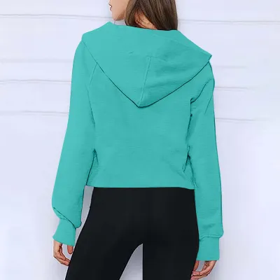 Autumn Winter Women Scuba Sports Half Zipper Yoga Hoodie