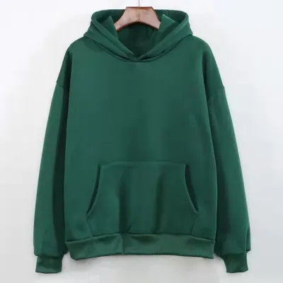 Casual Women Solid Color Pocket Long Sleeve Pullover Hoodie