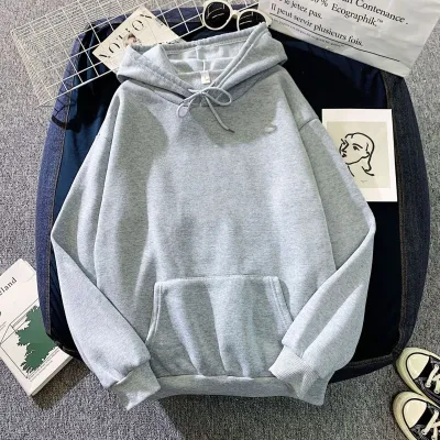 Casual Women Solid Color Pocket Long Sleeve Pullover Hoodie