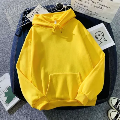 Casual Women Solid Color Pocket Long Sleeve Pullover Hoodie