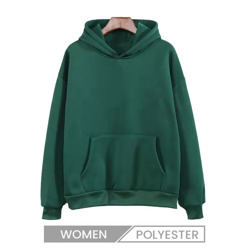 Casual Women Solid Color Pocket Long Sleeve Pullover Hoodie